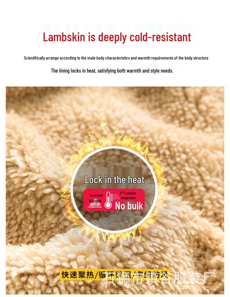 Men's Lamb Fleece Hoodie: Velvet-Lined, Thickened, Autumn/Winter, Casual Sportswear Jacket