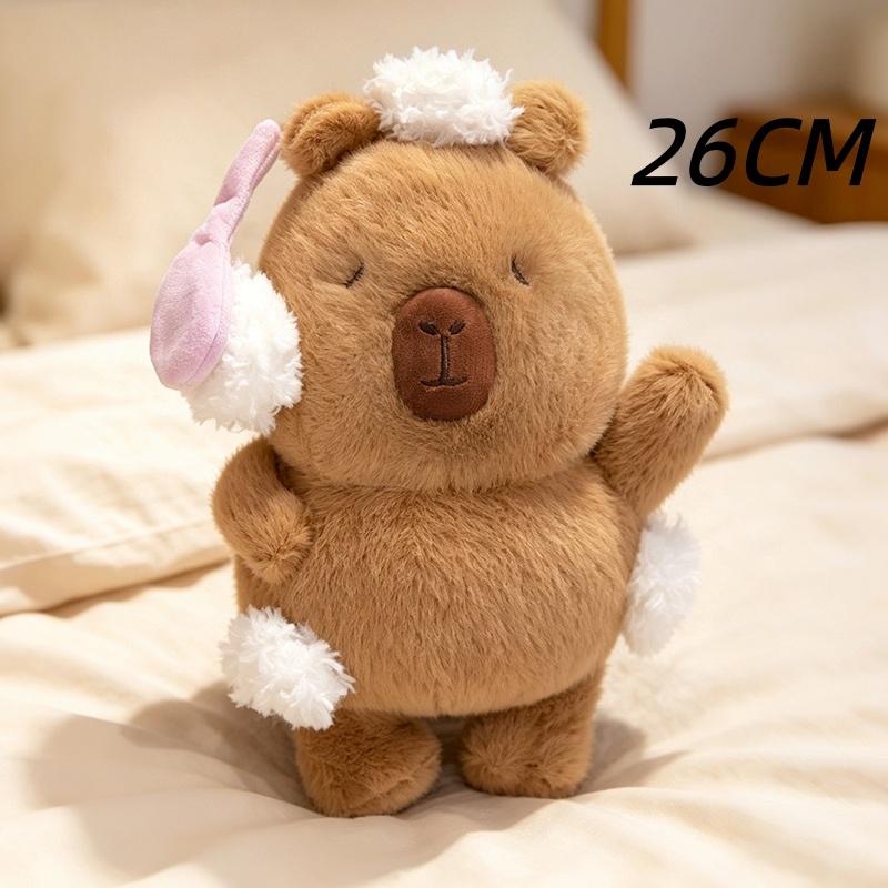 Süßes Capybara Plüschtier Weiches Flauschiges Stofftier mit Enten-Ornament Ohrenschützer Sternen-Tasche Schlafzimmer Sofa Dekor Für Geschenke. as picture