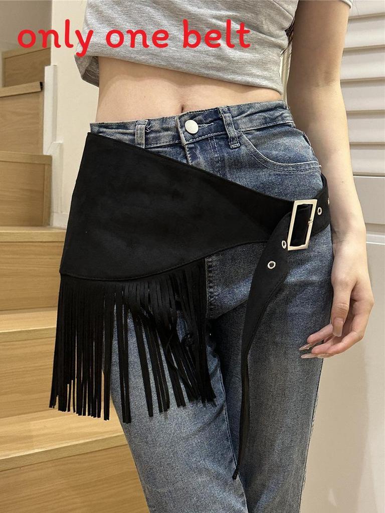 Vintage Western Leren Franje Tailleband Voor Dames Lente Zomer Straatmode