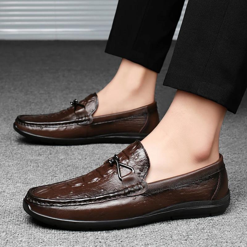 Mode 2024Herren Formelle Business Slipper Klassische Luxus Echtleder Krokodilmuster Laufschuhe Männliche Freizeit Hochzeitsparty Slipper