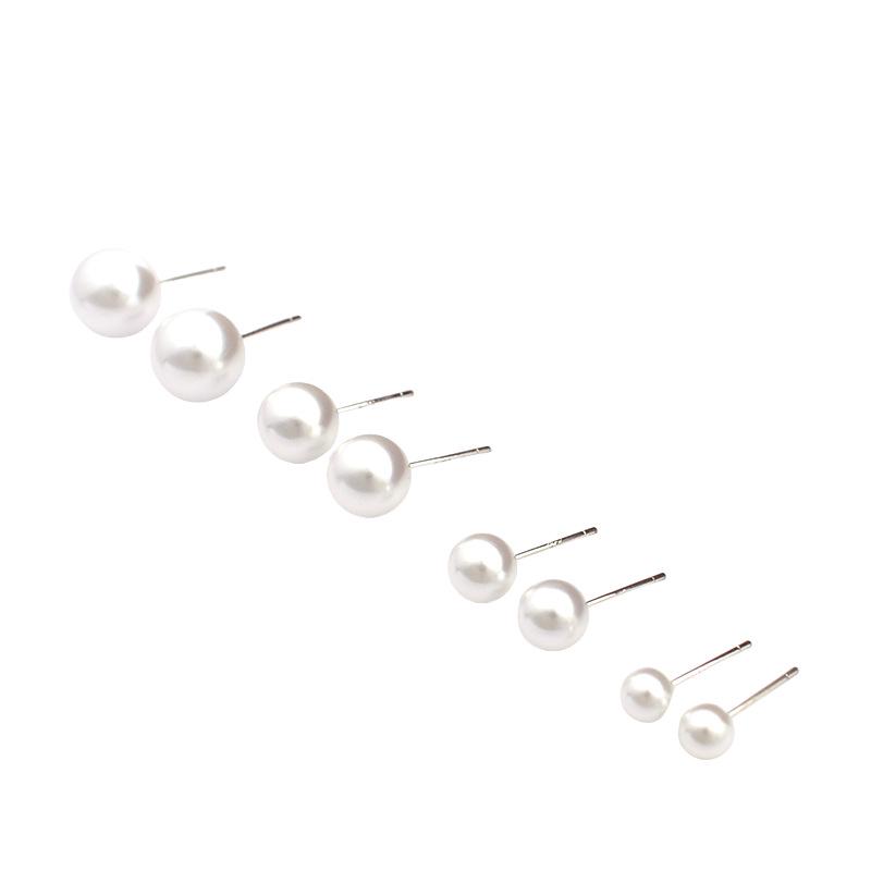 Boucles d'oreilles en argent imitation perle S925 – Design unique en forme de haricot rond pour femme