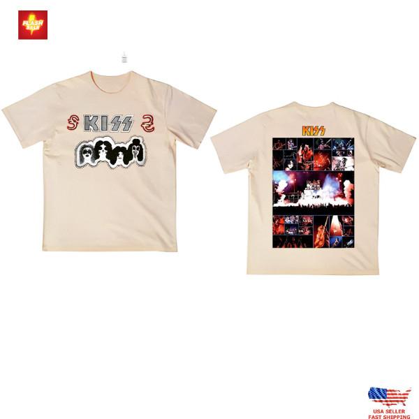 KISS Винтажная Коллажная Футболка с Концертом – Двусторонняя Футболка Рок-Группы Унисекс Классическая Унисекс Футболка S