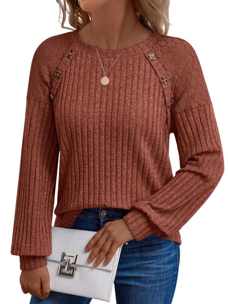 Women's Round Neck Knit Top Long-Sleeve Sweater