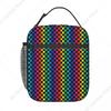 Rainbow Checkers Checkerboard Portable Lunch Boxes Women Multifunction Thermal Cooler Food Insulated Lunch Bag School Children