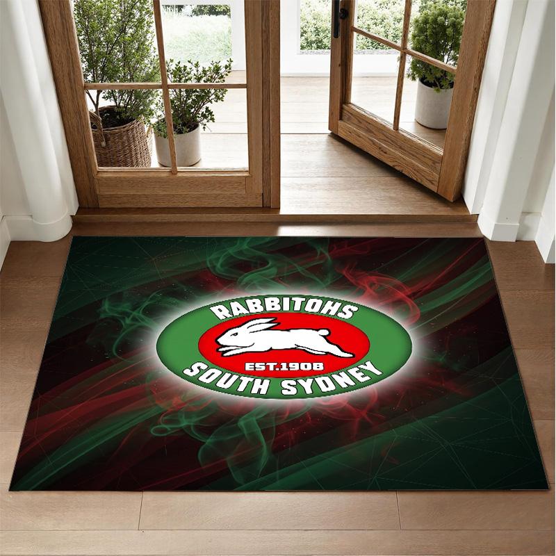 South Sydney Rabbitohs Design Crystal Velvet Rug Soft Decorative Mat for Bedroom Entrance