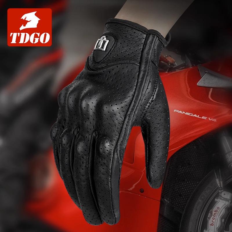 "Summer Windproof Retro Leather Motorcycle Gloves: Breathable, Anti-Fall, for Harley Riding"