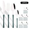 24Pcs Gold Tableware Sets Stainless Steel Cutlery Knife Tea Fork Coffee Spoon Flatware Dishwasher Safe Dinner Kitchen Dinnerware