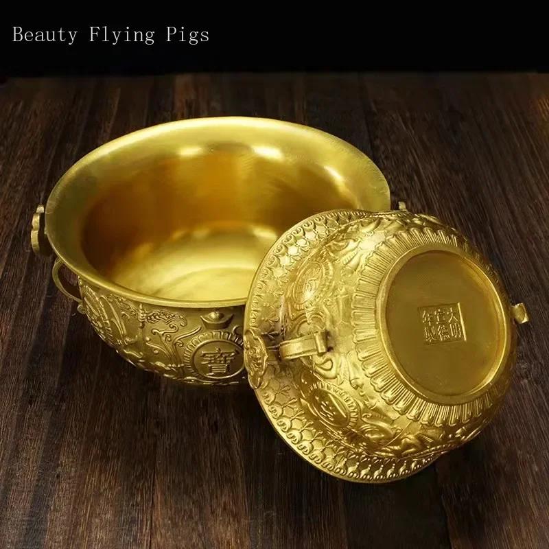 Pure Copper Cornucopia Decoration Living Room Wine Cooler Feng Shui Ornaments Office Attract Wealth Chinese Decorative Crafts