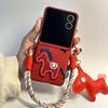 Horse Year Red Phone Case for Samsung Galaxy Z Flip7 Zflip6 Zflip5 4 /Xiaomi Mix flip/Xiaomi Mix Flip 2 Case 3d Embroidery Ponny Cover