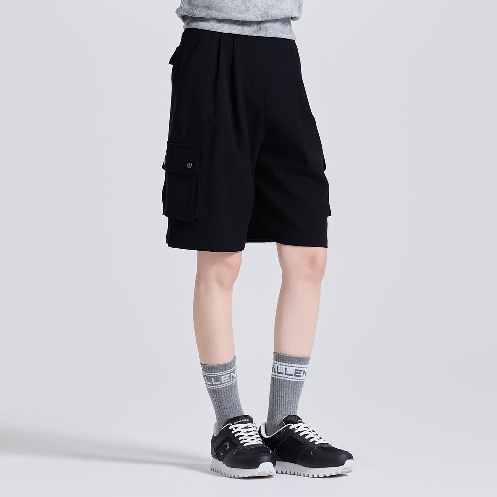CHALLENGER Women'S Double-Pleated High-Waisted Bermuda Shorts Black