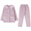Pajamas Women'S Winter Three-Layer Fleece Thickened Coral Fleece Large Size Warm Clip Padded Jacket Homewear Winter Padded Jacket Set
