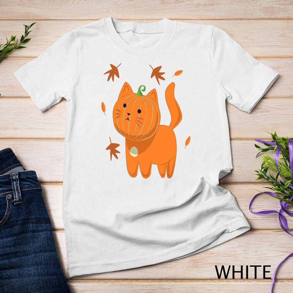 

Funny Halloween Cat Shirt Cat Pumpkin Jack-O-Lantern Gift Unisex T-shirt L