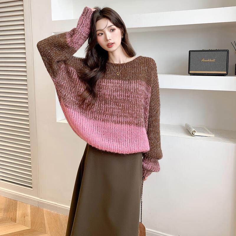 Mokana Women's Gradient Retro Pullover Knit Sweater