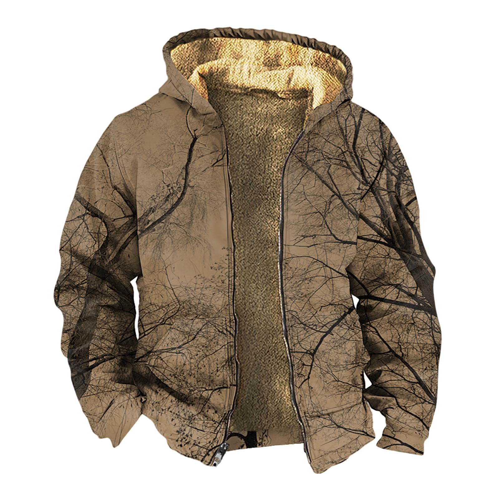 

Мужская зимняя флисовая толстовка с капюшоном на молнии с накладным карманом, повседневная куртка XXXL коричневый