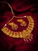 Gold-Plated White Stone-Studded & Beaded Temple Jewellery Set