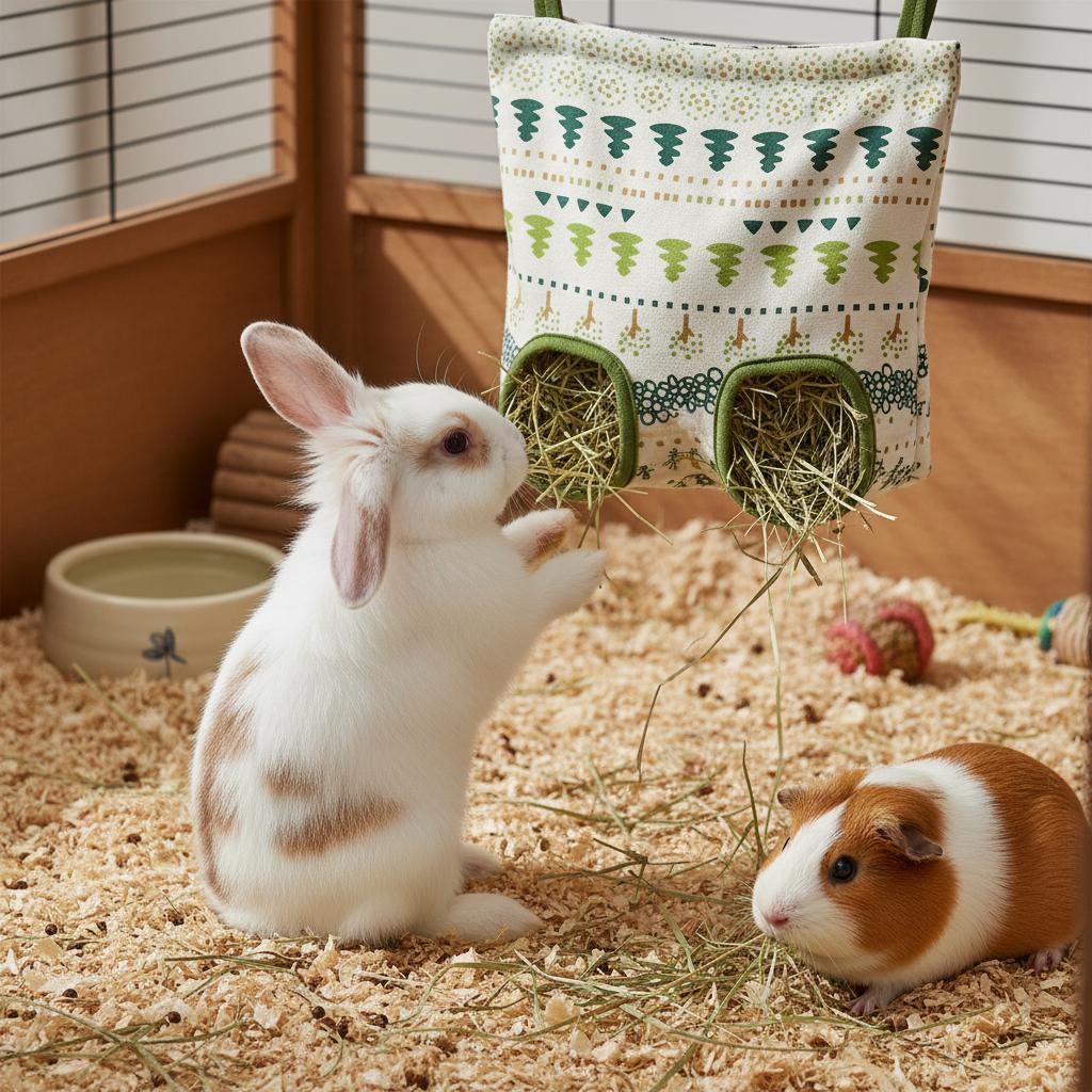 Hay Bag Hanging Pouch Feeder Holder Feeding Dispenser Container For Rabbit Guinea Pig Small Pet Animals Feeder Bag