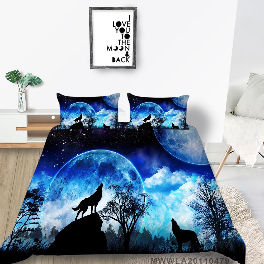 Home Bed Set with Bedding Pillow 2/3 Pcs Duvet Covers Highend 3D Wolf Printed Bedding Suit Home Textiles
