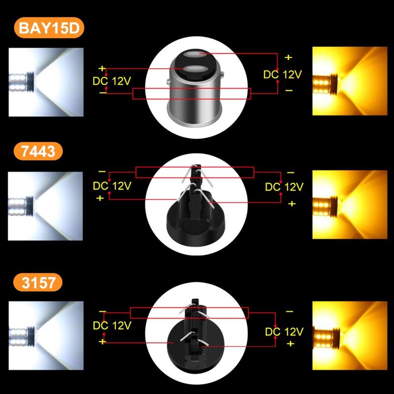 Powerful 2PCS Bulbs Dual Color LED Bulb Canbus Car Turn Signal Lamp