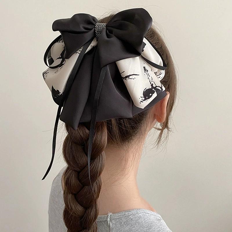 Korean Polka Dot Bow Claw Hair Clip - High-End Cloud Bubble Design for Women