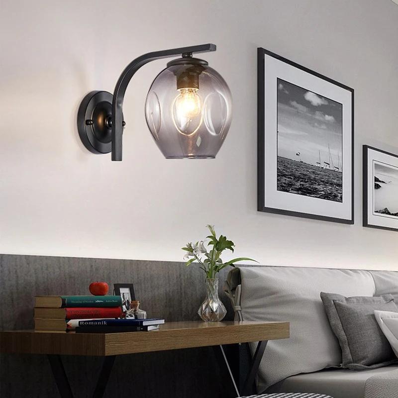 Modern Wall Light Sconces Creative Lantern Glass Lampshade Indoor Dining Room Living Room Lamp