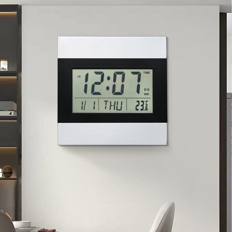 Simple Aluminum Clock Large Screen Electronic Clock Digital Clock Multifunctional Silent Electronic Temperature Alarm Clock
