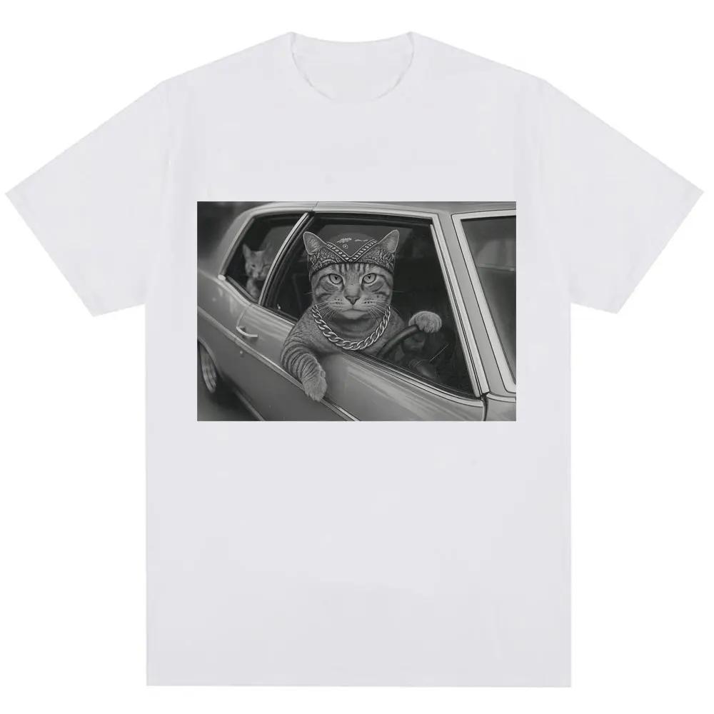 Camiseta Vintage Divertida De Gato Gang Meme Para Mujercamiseta Fresca a La Modacamisetas Informales De Verano De Gran Tamaño