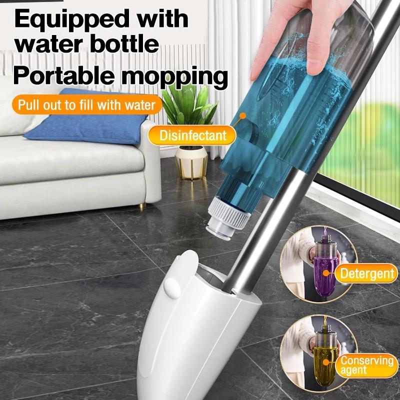 Waterproof Spray Mop With Telescopic Handle And Microfiber Pads For Hard Floor Maintenance
