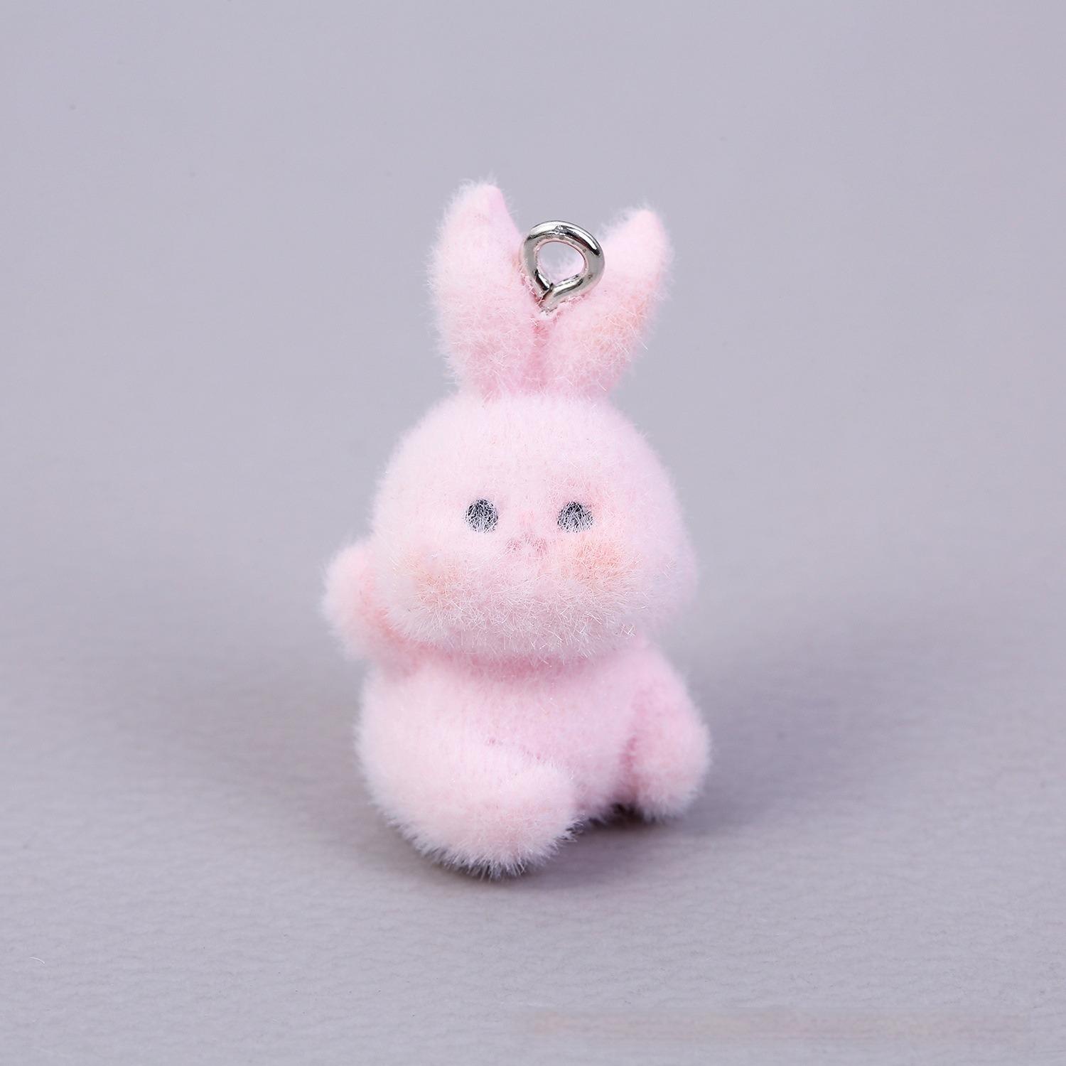 Flocking Pendant Cute Bunny DIY Handmade Keychain Bag Pendant Jewelry