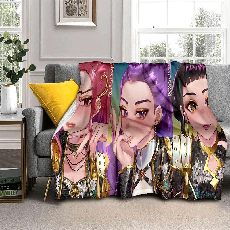 Cartoon Kpop Demon Hunters Rumi Mira Zoey HD Soft Flannel Blanket for Beds Bedroom Sofa,Throw Blanket for Cover Picnic Gift