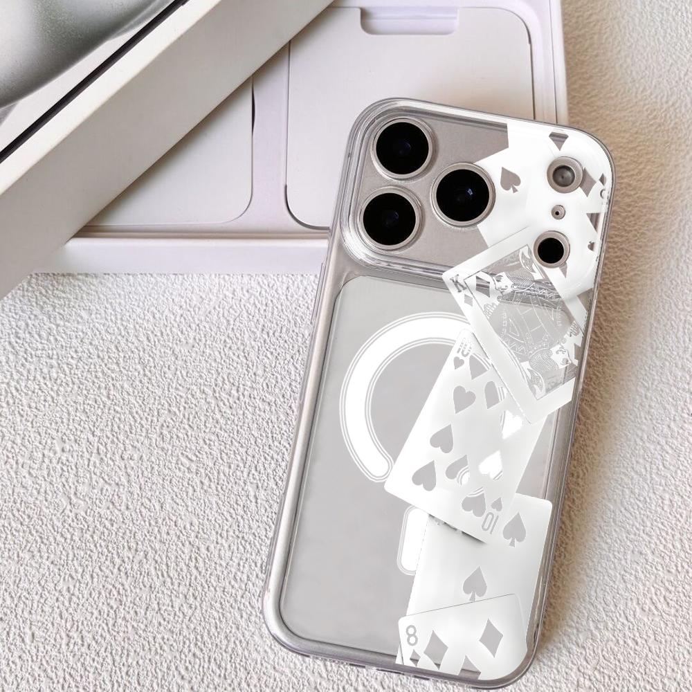 

Cool playing cards Phone Case For iPhone 17 16 15 14 13 12 Pro Max Plus With Magnetic Crystal Clear Case Wireless Charge iPhone17