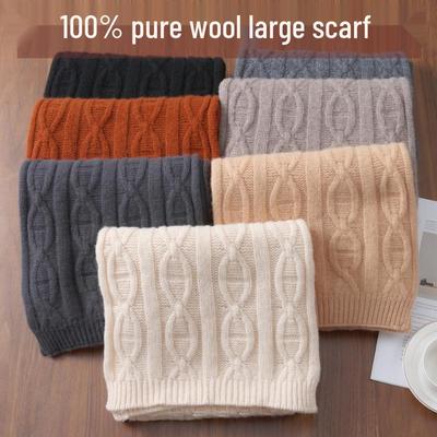 Herbst & Winter Schal aus reiner Wolle - Vielseitiger Partnerlook mit dezenter Schweinenasen-Textur Kaschmir Halswärmer Schal.