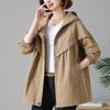 Women Windbreaker Korean Casual All-match Large Size Loose Outwear Hooded Mid-length Jacket Spring Autumn Women's Coat
