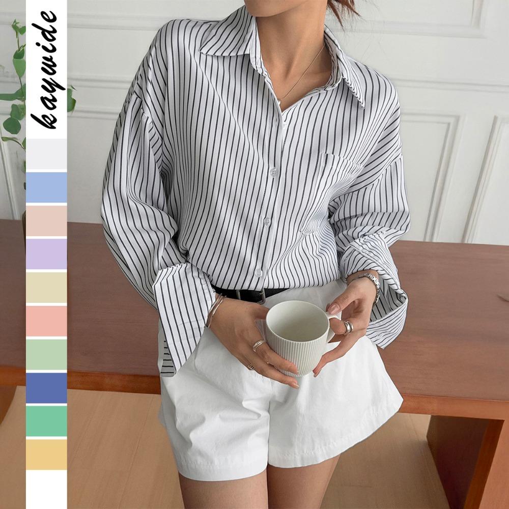 Casual Striped Long-sleeved Shirt for Women 2025 Autumn and Winter