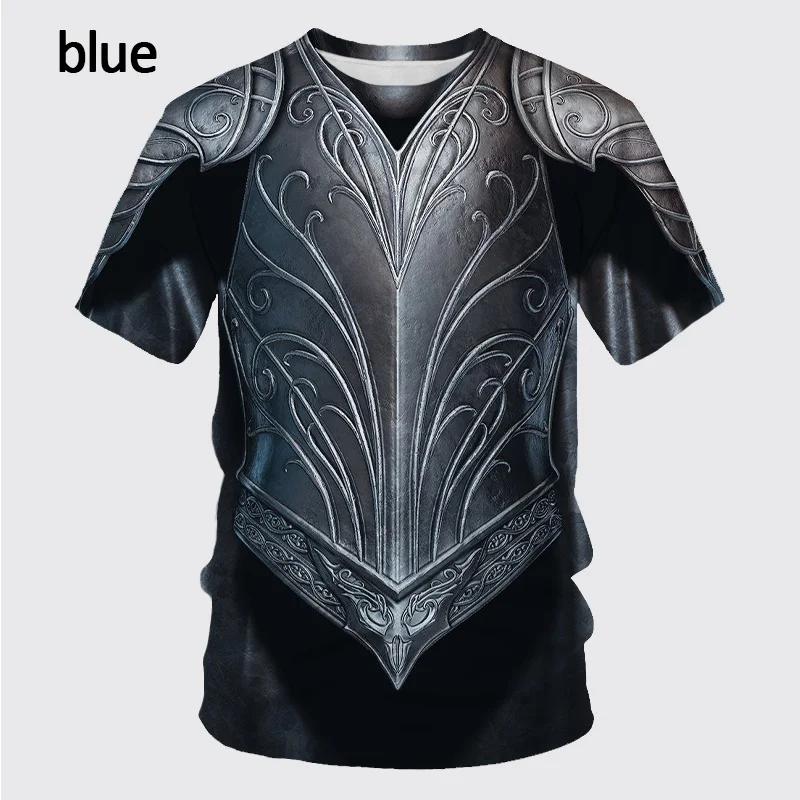 New Medieval Armor 3D Print T Shirt Men's Casual Funny Round Neck Short-sleeved T-shirt