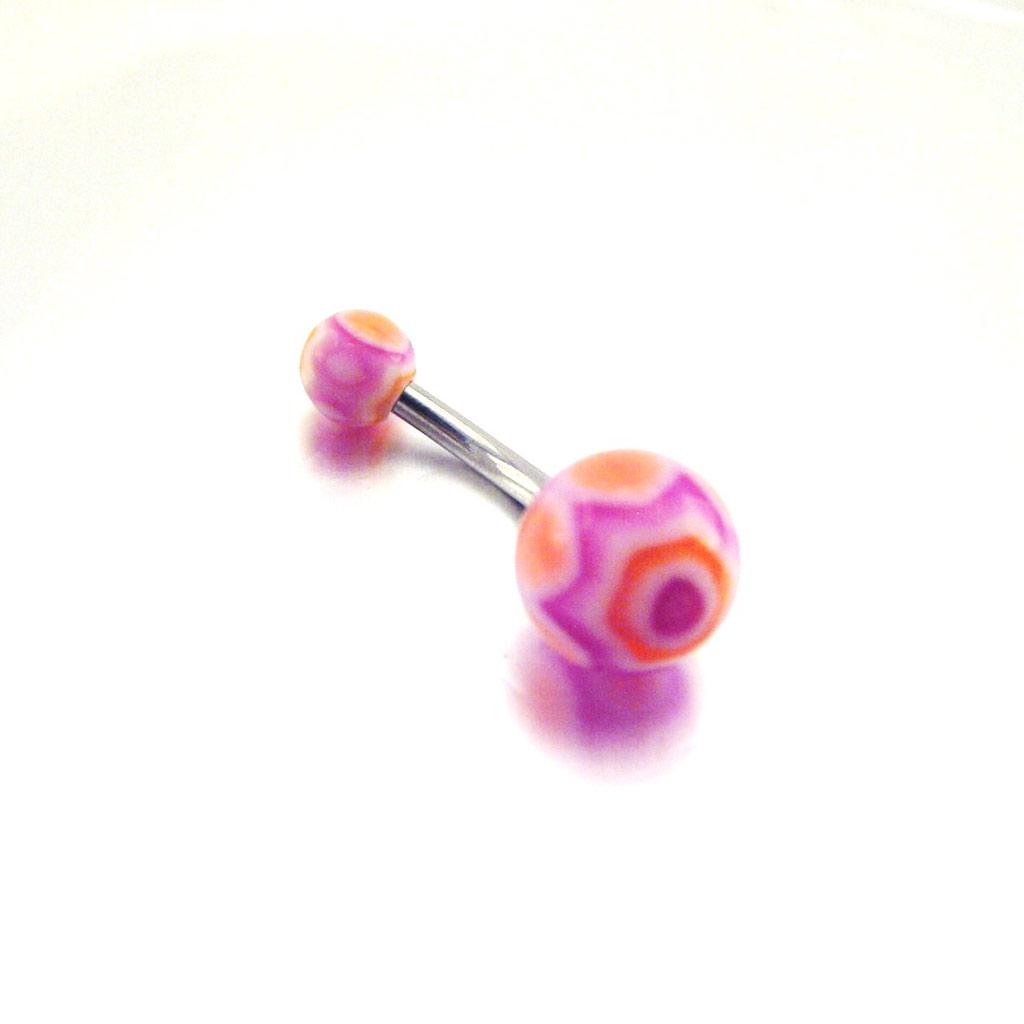 Les Trésors De Lily [C4958] - Body Piercing Ball 'Tecno' Purple Orange