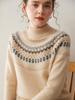 2025 Women's Fair Isle Cashmere Sweater: Autumn/Winter Knit Half-High Collar Loose Fit