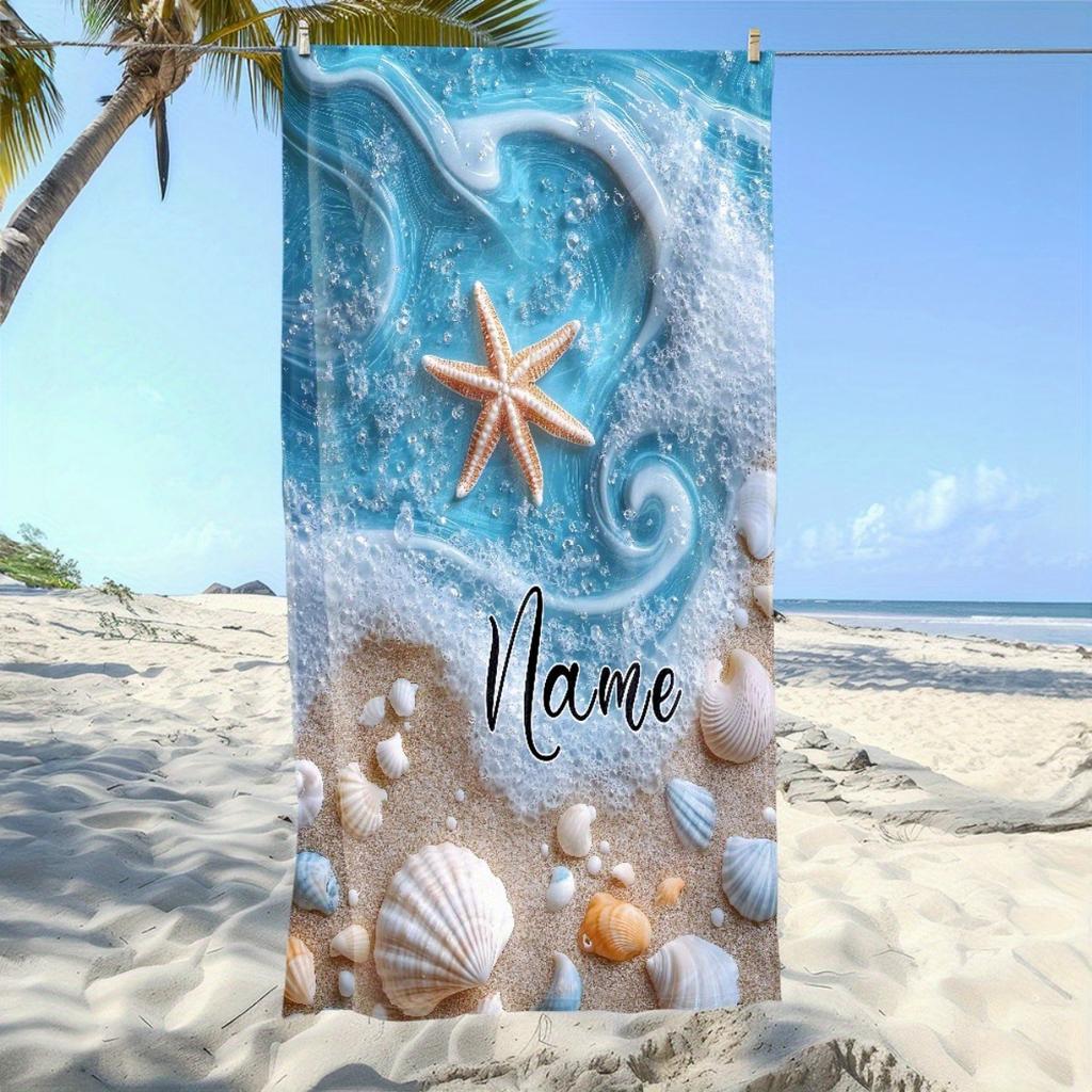 Beach Theme Beach Towel Starfish Shell Printing Microfiber Quick Drying Absorbent Large Bath Towel