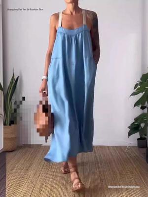 2026 Summer Casual Cotton Linen Strap Dress