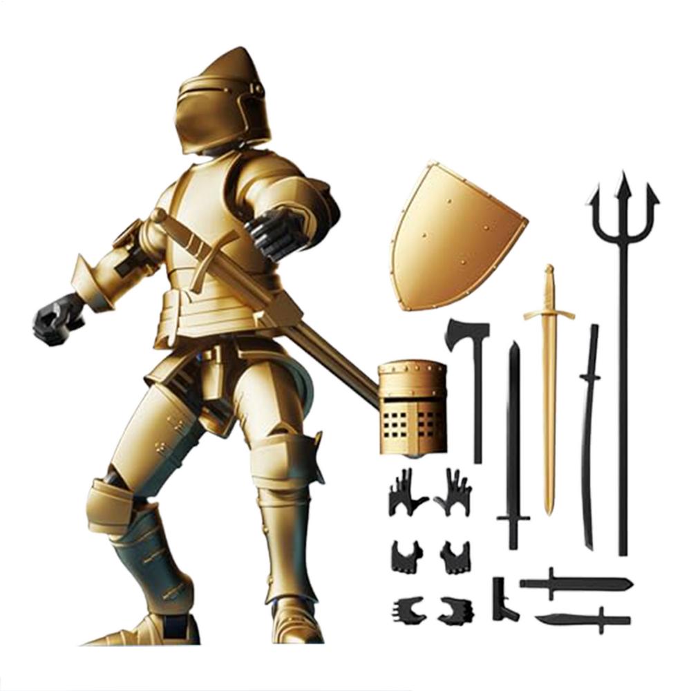 Knight Action Figures 3D Printed Movable Shapeshift Robot Toy Medieval Knight Collectible Figurine Multi-Jointed Action Figure