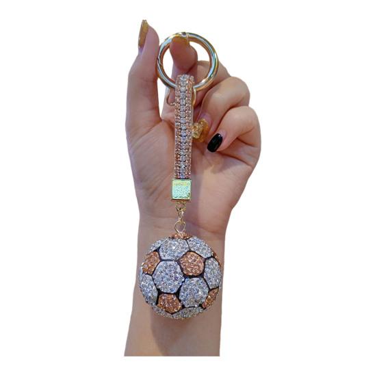 Rhinestone Football Keychain Pendant Sparking Soccer Car Key Ring