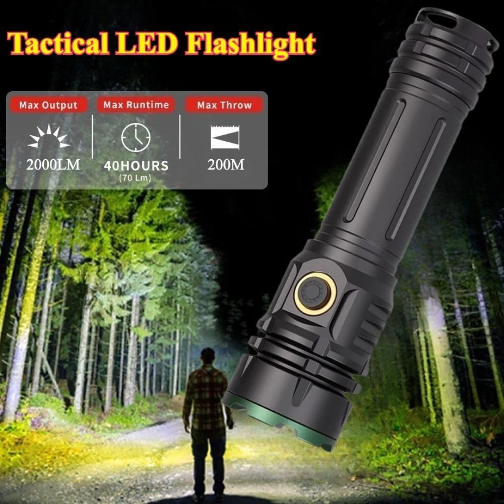 2000LM Super Bright Led Flashlight Rechargeable Torch Long Range Tactical Handlamp for Outdoor Camping Lantern