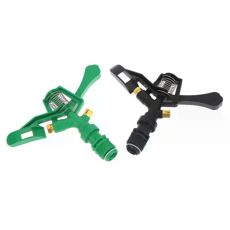 Plastic Rocker Arm Double Spray Lawn Irrigation Nozzle 3/4" Male Thread 360 Degree Angle Rotating Sprinkler Head For Garden