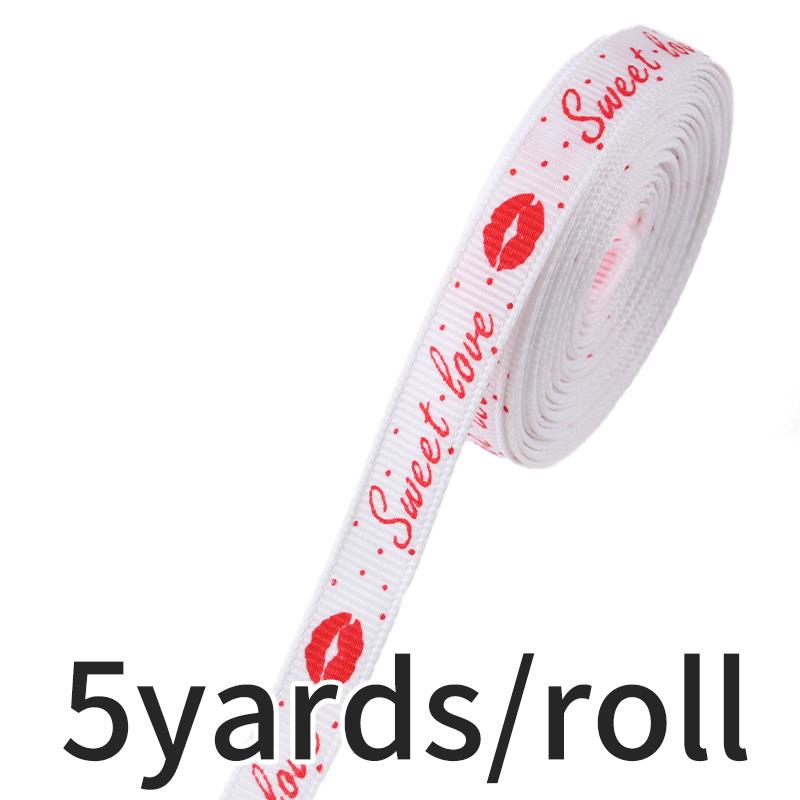 (5 Yards/Packung)10mm Valentinstags-Dekorationsband Geschenkstrauß Verpackungsmaterial Druck Ripsband Geschenkbox Feiertag