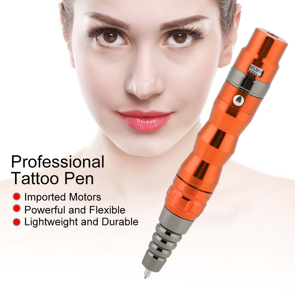 Creion de Tatuaj Semipermanent Profesional Eyeliner Sprâncene Buze Mașină de Tatuaj Reîncărcabilă Portocaliu