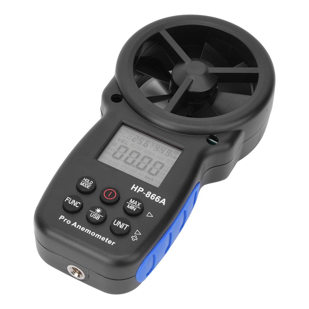 HP 866A Digital Portable Anemometer Wind Speed Gauge Air Temperature Meter Thermometer with USB Port