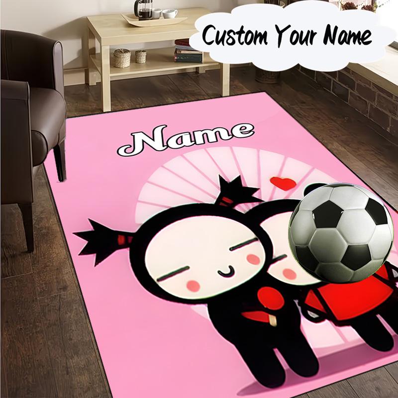 Custom Name Heartfelt Pucca Love Carpet, Chair Rug,Area Rug for Office Bedroom living rooms bedroom, Doormat decor Christmas fan gifts
