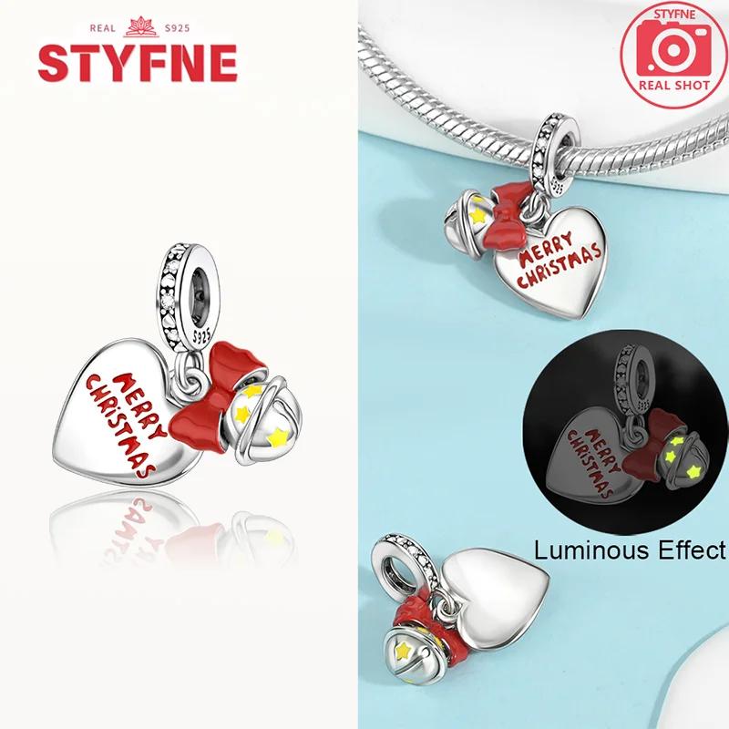 Coppergift Box Charm Luminous Beads Fits Brand Bracelet Diy Merry Christmas Fine Jewelry Pendant For Women Gift