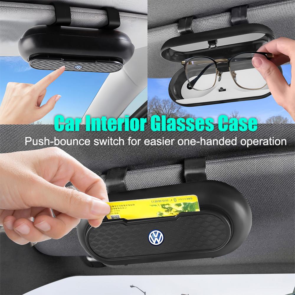 Car Sun Visor Glasses Frame Sunglasses Card Storage Case For Volkswagen VW R Polo Passat Rline Golf Tiguan Jetta GTI ID.3 TouranOJ6