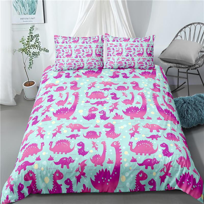 Cartoon Dinosaur Digital Print Bedroom Home Textile Children's Bedroom Down Quilt Cover Pillowcase Multisize Bedding Set