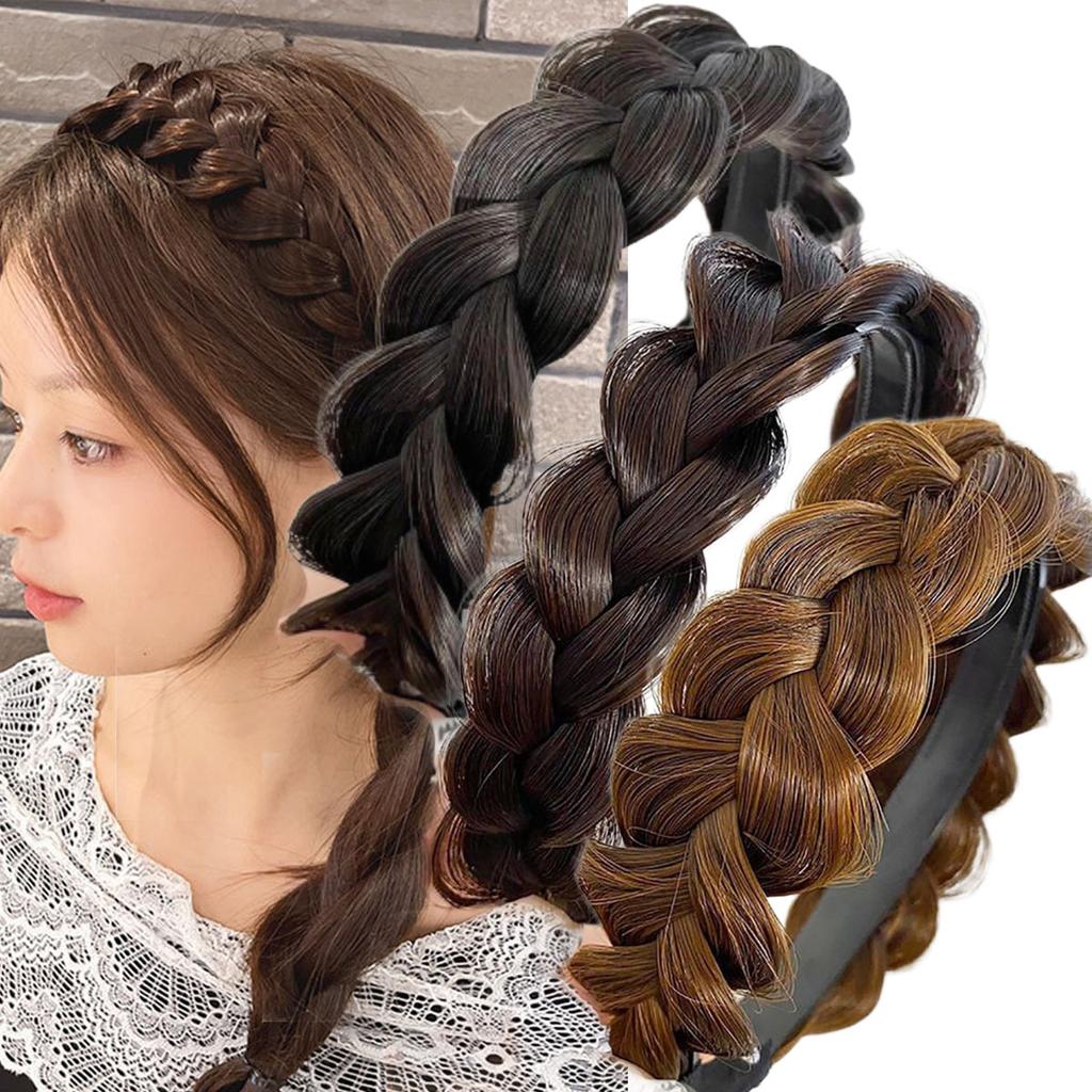 Synthetic Braided Headband Set, Elastic Hair Braid Band, Non-Slip Fashion Hair Accessory for Women Daily Wear